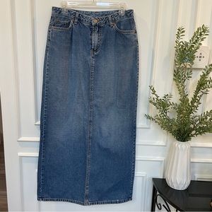 Vintage Lucky Brand Womens Long Denim Skirt Size 12/31 Dungarees Jean Skirt